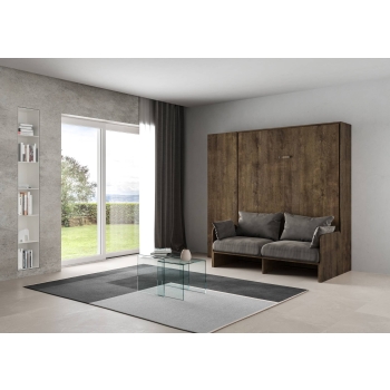 Canapé double Kentaro - Lit double escamotable vertical 160 Canapé Kentaro Frêne Blanc