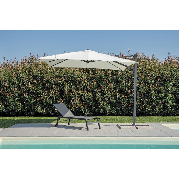 Parasol Greenwood Alabama 3 x 3 m avec mât anthracite