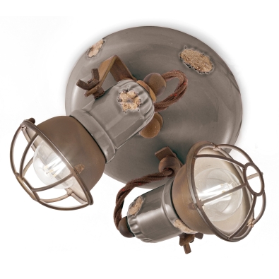 PLAFOND 2 LUMIÈRES AVEC CAGE LOFT RÉTRO C1678/1