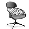 Fauteuil pivotant et réglable P47 DPA TS_CU avec dossier haut en cuir et revêtement en tissu ou cuir par Midj