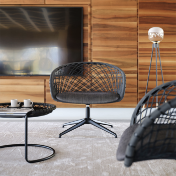 P47 AP GX TS_CU chaise d'attente pivotante avec dossier en cuir et revêtement en tissu ou cuir par Midj