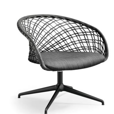 P47 AP GX TS_CU chaise d'attente pivotante avec dossier en cuir et revêtement en tissu ou cuir par Midj