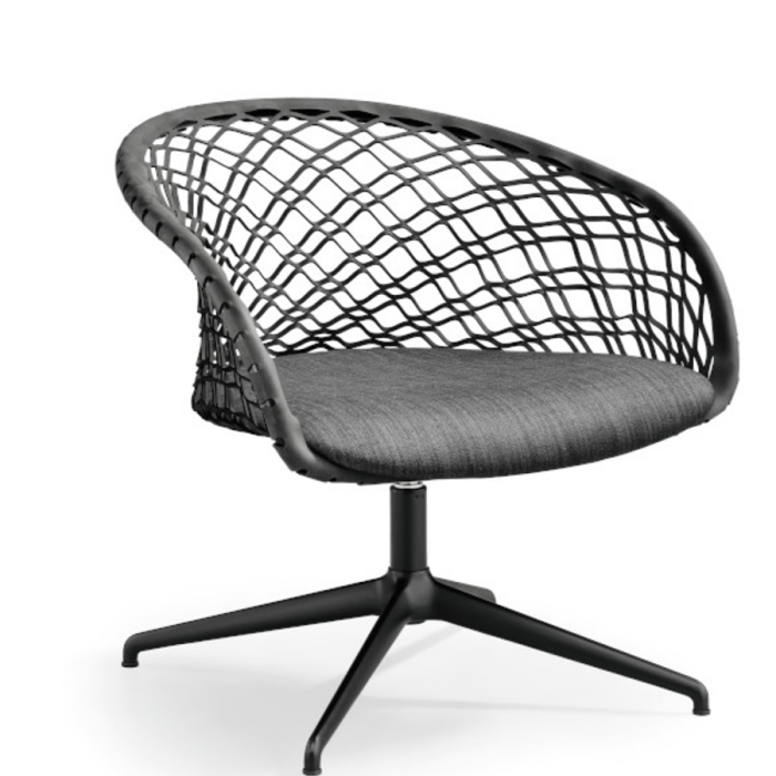 P47 AP GX TS_CU chaise d'attente pivotante avec dossier en cuir et revêtement en tissu ou cuir par Midj