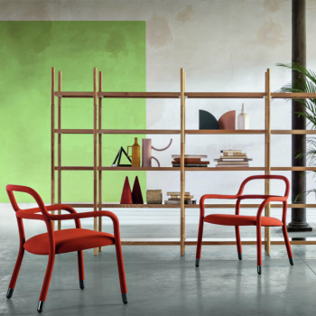 Fauteuil d'attente Pippi AP R_TS avec accoudoirs en métal recouvert de tissu par Midj