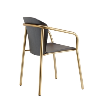 Fauteuil Finn en métal et bois avec accoudoirs, par Scab Design