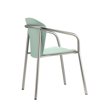Fauteuil Finn en métal et bois avec accoudoirs, par Scab Design