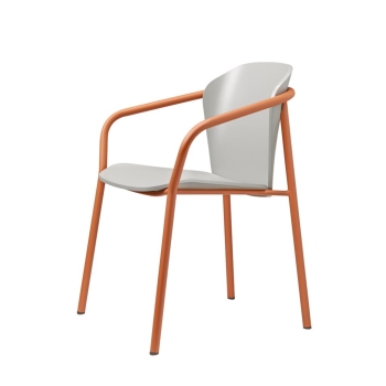 Fauteuil Finn en métal et bois avec accoudoirs, par Scab Design