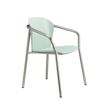 Fauteuil Finn en métal et bois avec accoudoirs, par Scab Design