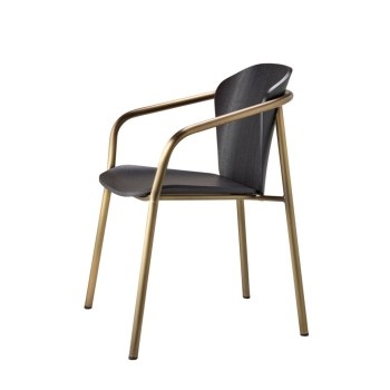 Fauteuil Finn en métal et bois avec accoudoirs, par Scab Design
