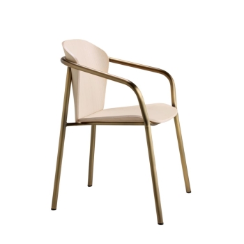 Fauteuil Finn en métal et bois avec accoudoirs, par Scab Design
