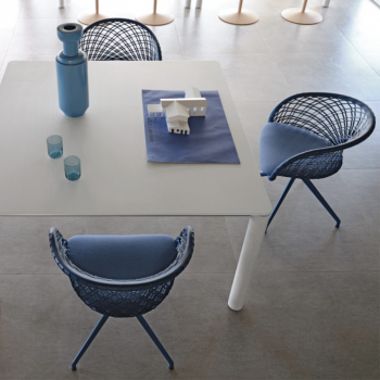 Fauteuil pivotant P47 P GX TS_CU avec dossier en cuir et revêtement en tissu ou cuir par Midj