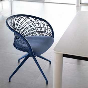 Fauteuil pivotant P47 P GX TS_CU avec dossier en cuir et revêtement en tissu ou cuir par Midj