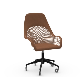 Fauteuil Guapa M CU avec roulettes et assise en cuir par Midj