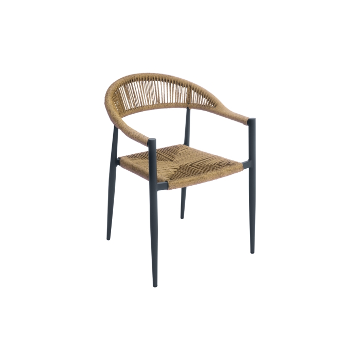 Fauteuil Milano en anthracite et paille de Greenwood