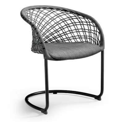 Fauteuil P47 PM TS_CU avec dossier en cuir et revêtement en tissu ou cuir par Midj