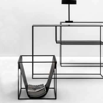 Porte bois en métal et cuir par Adriani&Rossi