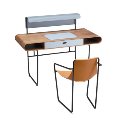 Bureau Apelle en métal et bois avec éclairage par Midj