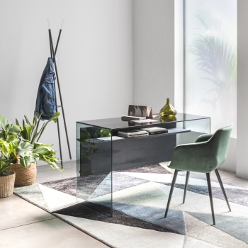 Bureau PC Scriba de Pezzani en verre trempé 