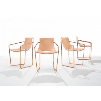 Chaise Apelle par Midj avec assise en cuir