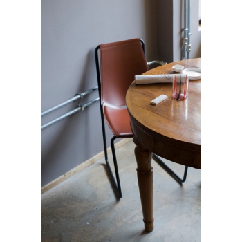 Chaise Apelle par Midj avec assise en cuir