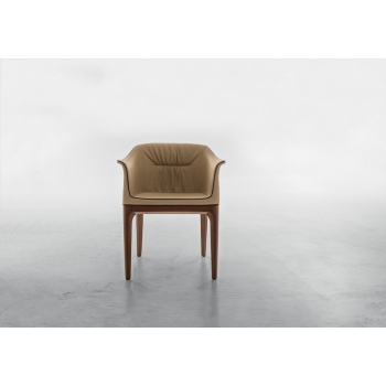 Chaise avec structure en bois recouvert de cuir, en cuir ou imitation Mivida par Tonin Casa