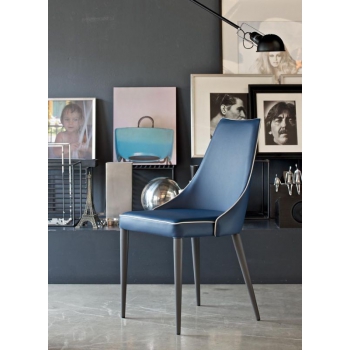 Chaise et fauteuil Clara rembourrés et rembourrés avec structure en acier par Bontempi