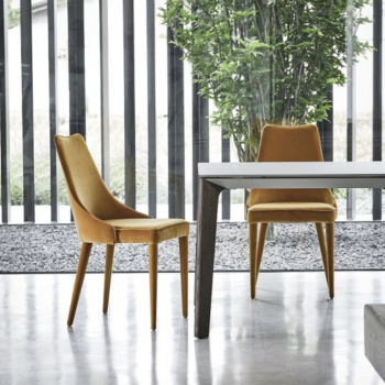 Chaise et fauteuil Clara rembourrés et rembourrés avec structure en acier par Bontempi