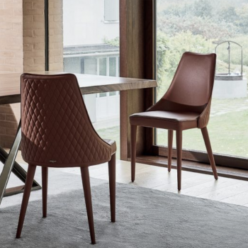 Chaise et fauteuil Clara rembourrés et rembourrés avec structure en acier par Bontempi