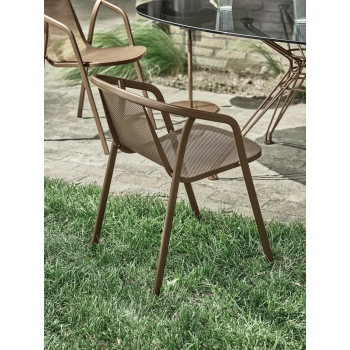 Chaise Ines de Bontempi en acier laqué avec assise et dossier en résille