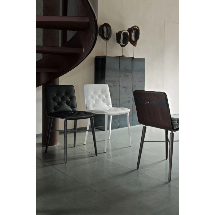 Chaise Kate Bontempi avec assise en bois et structure en bois ou en acier