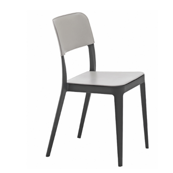 Chaise Nenè S PP-CU en polypropylène avec assise en cuir par Midj