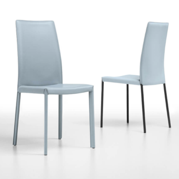 Chaise Nuvola SA M CU en métal et cuir par Midj avec dossier haut