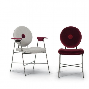 Chaise PENELOPE de Bontempi avec structure en acier laqué, rembourrée et recouverte avec et sans accoudoirs