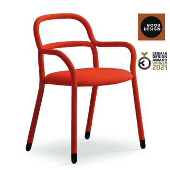 Chaise en métal Pippi S R_TS recouverte de tissu par Midj