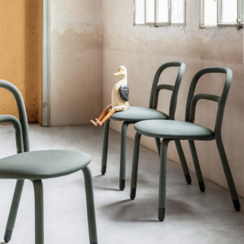 Chaise en métal Pippi S R_TS recouverte de tissu par Midj