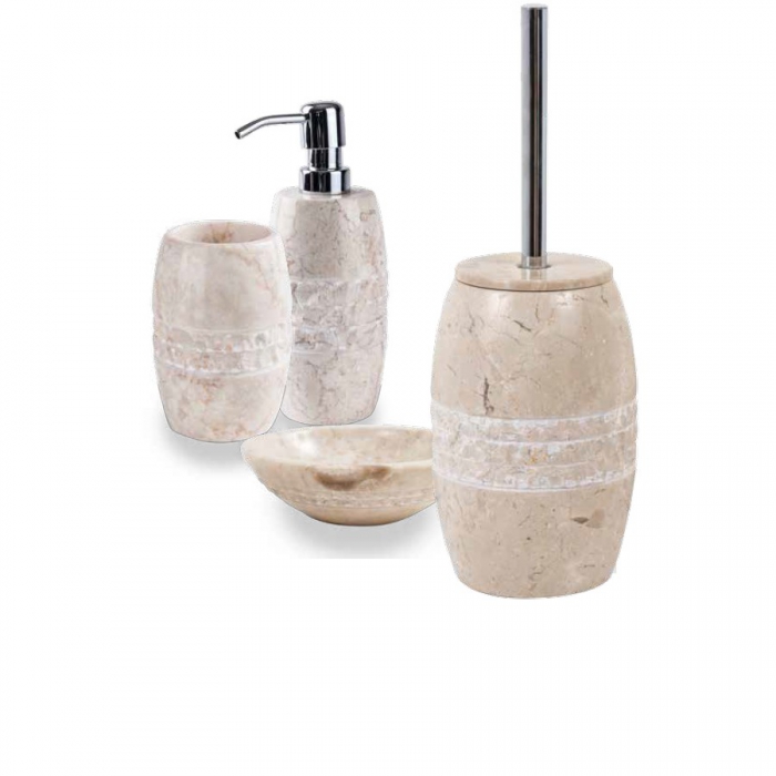 Ensemble de salle de bain White Merit Cipi en marbre blanc rayé