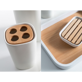 Ensemble de salle de bain Cipì Plain en céramique et bois blanc ou noir