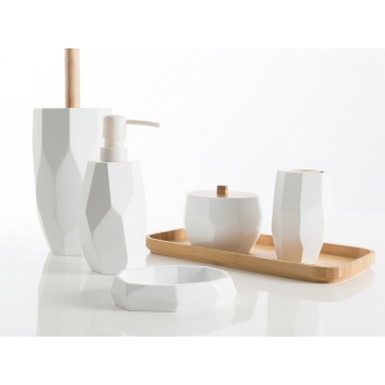 Ensemble de salle de bain Surface Bamboo de Cipì en résine blanche et bois
