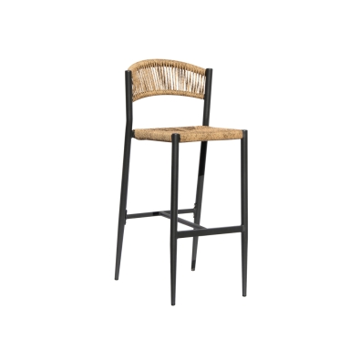 Tabouret de bar Milano anthracite et paille de Greenwood