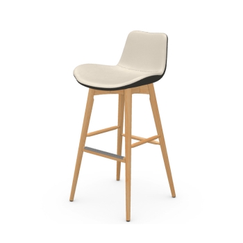 Tabouret Dalia LR TS en bois recouvert de tissu ou de cuir par Midj
