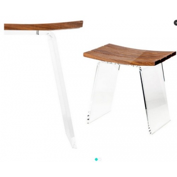 Tabouret Cipì Koi Tabouret en bois de teck et plexiglas extraclair