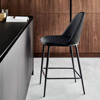 Tabouret Lea TS en métal recouvert de tissu ou de cuir par Midj