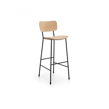 Tabouret Midj en acier avec assise et dossier rembourrés