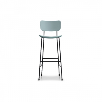 Tabouret Midj en acier avec assise et dossier rembourrés