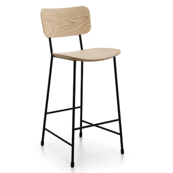 Tabouret Master M LG en métal et bois par Midj
