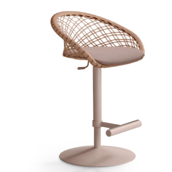 Tabouret réglable en métal P47 SG TS_CU avec dossier en cuir recouvert de tissu ou de cuir par Midj