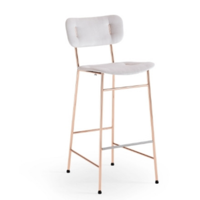 Tabouret Piuma M TS en métal recouvert de tissu ou de cuir par Midj
