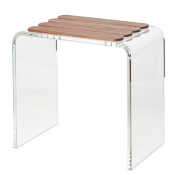 Tabouret Cipì Tancho Tabouret en bois de teck et plexiglas extraclair