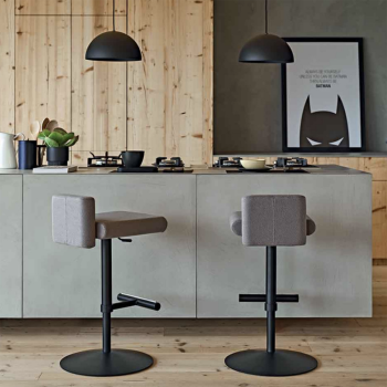 Tabouret pivotant et réglable en métal Toy SG TS recouvert de tissu ou de cuir par Midj