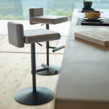 Tabouret pivotant et réglable en métal Toy SG TS recouvert de tissu ou de cuir par Midj